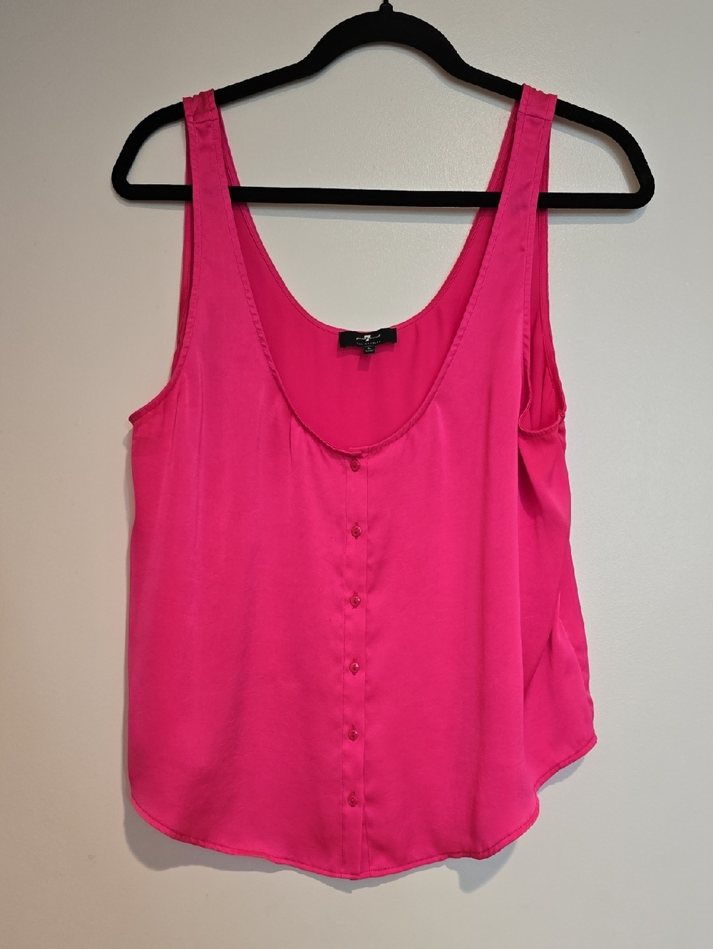 7 For All Mankind Hot Pink Button-Front Camisole